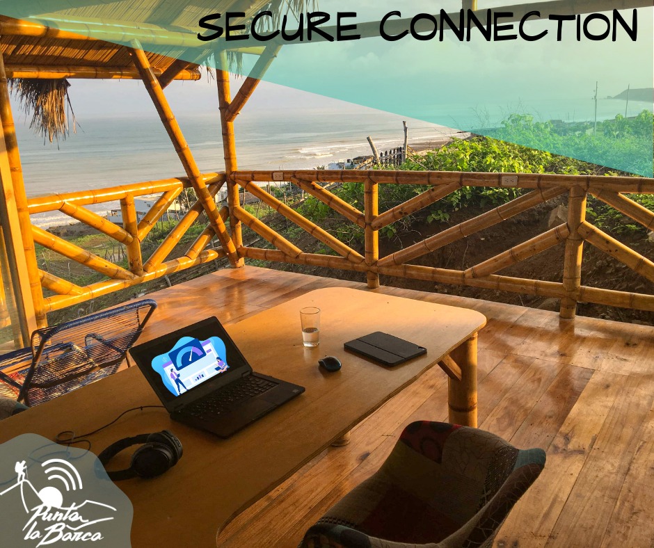 In image showing working remotely in a beautiful place with high internet speed